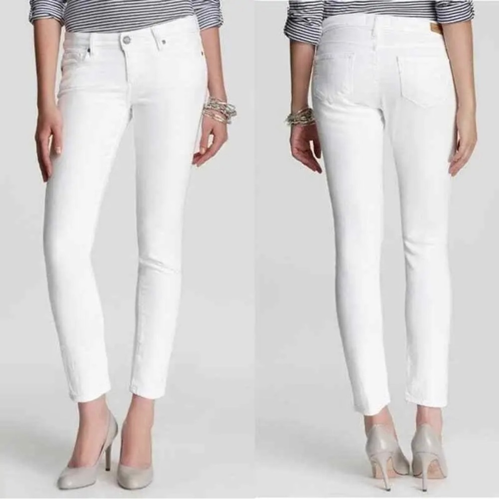 Paige Skyline Skinny Ankle Peg Jeans in Optic White Size 27